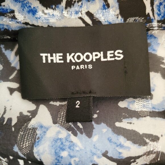 The Kooples Paris Womens Blue White Metallic Fitted Button Front Shirt Size 2 - Picture 3 of 7